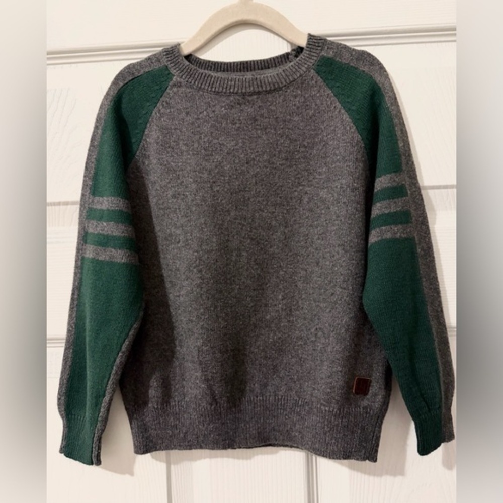 Janie and Jack Gray and Green Boys Sweater